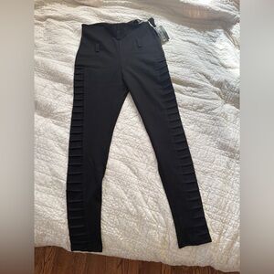 Metamorphoza Moto Leggings Ultra High Rise Black Pleat Embellished